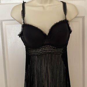 Sexy little things by Victoria’s Secret 36C black, long fringe bra NWOT